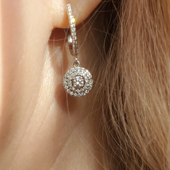 14K WHITE GOLD DIAMOND EARRINGS. - Picture 8 of 14